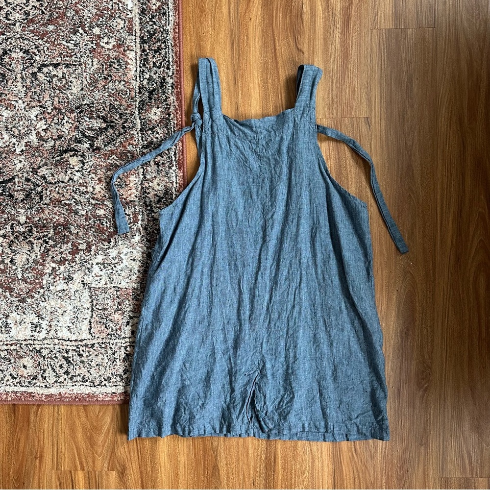 Vikolino linen garden dress French linen  apron in chambray/denim - Picture 5 of 8